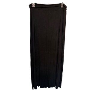 Charlotte Russe Knit Maxi Skirt Fold Over Waist Black Womans L